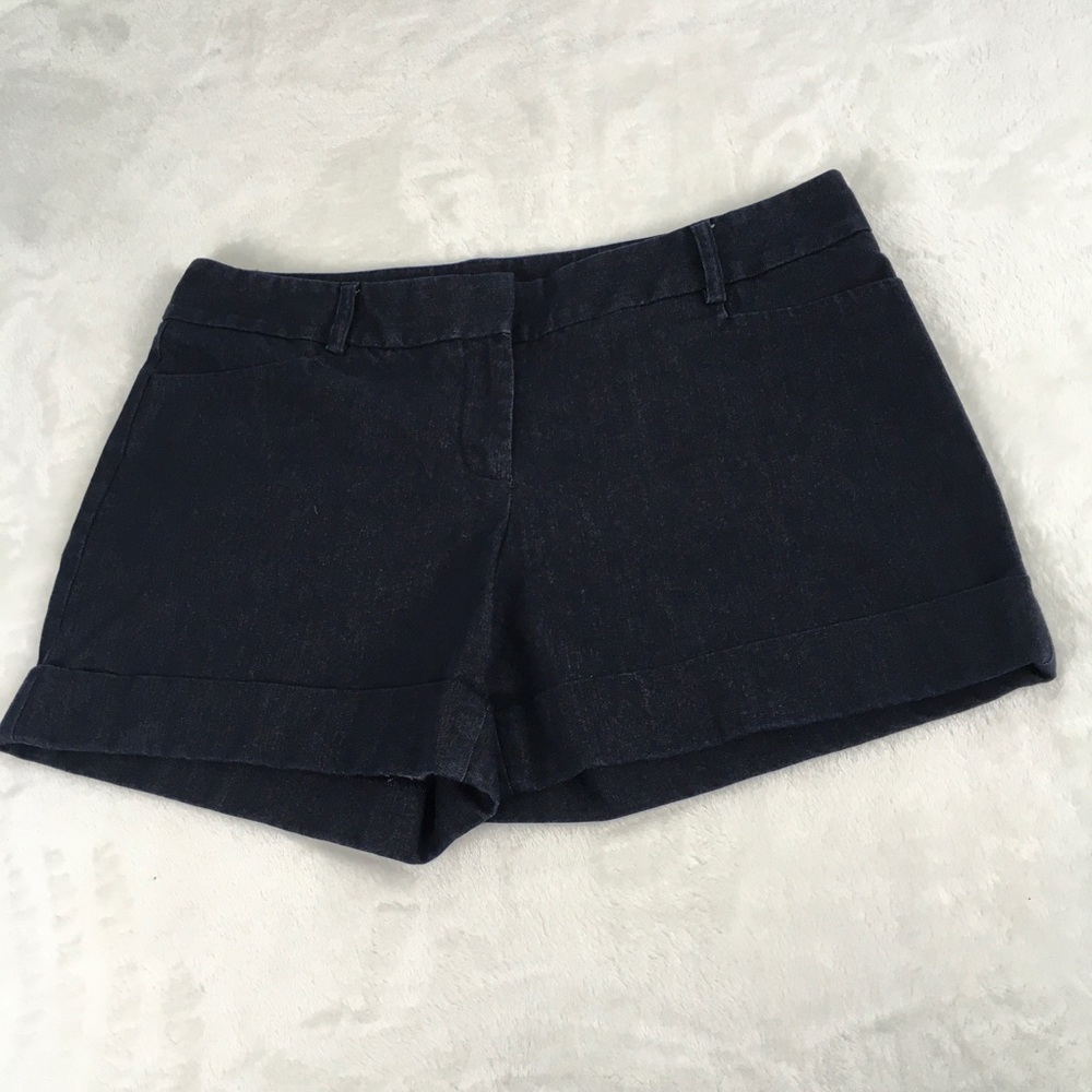 Express Chambray Dark Wash Dressy Shorts Cuffed